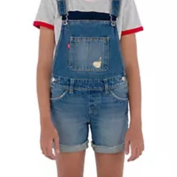 Levi’s girls Shorts Overalls Adjustable Straps Shortall Relax Fit Size 10 Youth - Picture 11 of 12